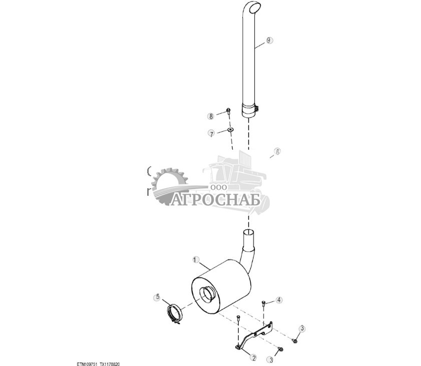 Выхлопная система с черной выхлопной трубой (Engine 4045TT096-RE545793) - ST818162 172.jpg